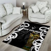 New Zealand WC2026 Black Area Rug Silver Fern LT7 - Polynesian Pride