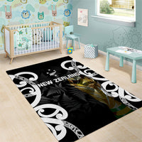 New Zealand WC2026 Black Area Rug Silver Fern LT7 - Polynesian Pride