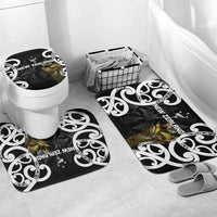 New Zealand WC2026 Black Bathroom Set Silver Fern LT7 Mat Set Only (3 pcs) One Size Black - Polynesian Pride