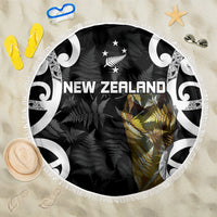 New Zealand WC2026 Black Beach Blanket Silver Fern LT7 One Size 150cm Black - Polynesian Pride