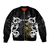 New Zealand WC2026 Custom Black Bomber Jacket Silver Fern LT7 Unisex Black - Polynesian Pride