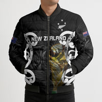 New Zealand WC2026 Custom Black Bomber Puffer Jacket Silver Fern LT7 - Polynesian Pride