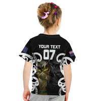 New Zealand WC2026 Custom Black Kid T Shirt Silver Fern LT7 - Polynesian Pride