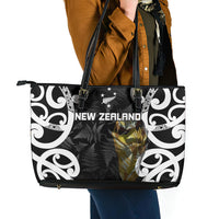 New Zealand WC2026 Black Leather Tote Bag Silver Fern LT7 - Polynesian Pride