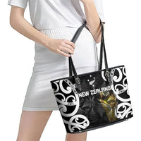 New Zealand WC2026 Black Leather Tote Bag Silver Fern LT7 - Polynesian Pride