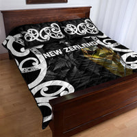 New Zealand WC2026 Black Quilt Bed Set Silver Fern LT7 - Polynesian Pride