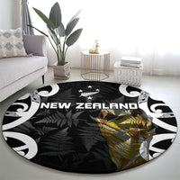 New Zealand WC2026 Black Round Carpet Silver Fern LT7 - Polynesian Pride