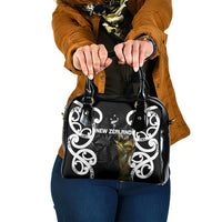 New Zealand WC2026 Black Shoulder Handbag Silver Fern LT7 One Size Black - Polynesian Pride