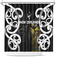 New Zealand WC2026 Black Shower Curtain Silver Fern LT7 Black - Polynesian Pride