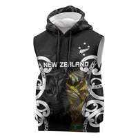 New Zealand WC2026 Custom Black Sleeveless Hoodie Silver Fern LT7 Black - Polynesian Pride