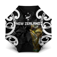 New Zealand WC2026 Black Umbrella Silver Fern LT7 One Size Folded 11.42 inch Opened Diameter 37.4 inch Black - Polynesian Pride