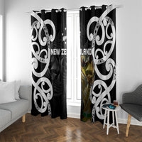New Zealand WC2026 Black Window Curtain Silver Fern LT7 With Grommets Black - Polynesian Pride