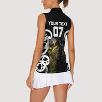 New Zealand WC2026 Custom Black Women Sleeveless Polo Shirt Silver Fern LT7 - Polynesian Pride