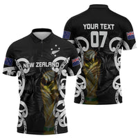 New Zealand WC2026 Custom Black Zipper Polo Shirt Silver Fern LT7 - Polynesian Pride