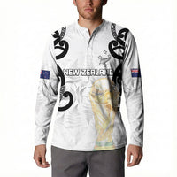New Zealand WC2026 Custom White Button Sweatshirt Silver Fern LT7 - Polynesian Pride