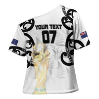 New Zealand WC2026 Custom White Cross Shoulder Shirt Silver Fern LT7 - Polynesian Pride