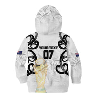 New Zealand WC2026 Custom White Kid Hoodie Silver Fern LT7 - Polynesian Pride