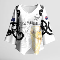 New Zealand WC2026 Custom White Kimono Sleeve Blouse Silver Fern LT7 Female White - Polynesian Pride