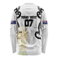 New Zealand WC2026 Custom White Long Sleeve Shirt Silver Fern LT7 - Polynesian Pride