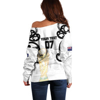 New Zealand WC2026 Custom White Off Shoulder Sweater Silver Fern LT7 - Polynesian Pride