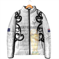 New Zealand WC2026 Custom White Padded Jacket Silver Fern LT7 - Polynesian Pride