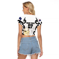 New Zealand WC2026 Custom White Raglan Cropped T Shirt Silver Fern LT7 - Polynesian Pride