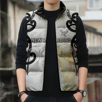 New Zealand WC2026 Custom White Sleeveless Puffer Jacket Silver Fern LT7 - Polynesian Pride