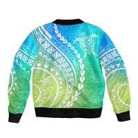 Polynesian Pride Bomber Jacket Turtle Hibiscus Luxury Style - Gradient Blue LT7 - Polynesian Pride