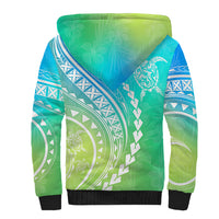 Polynesian Pride Sherpa Hoodie Turtle Hibiscus Luxury Style - Gradient Blue LT7 - Polynesian Pride