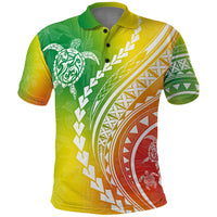 Polynesian Pride Polo Shirt Turtle Hibiscus Luxury Style - Reggae LT7 Reggae - Polynesian Pride