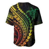 Polynesian Pride Baseball Jersey Turtle Hibiscus Luxury Style - Reggae Ver2 LT7 - Polynesian Pride