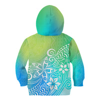 Polynesia Kid Hoodie Plumeria Blue Gradient Curves LT7 - Polynesian Pride