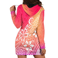 Polynesia Hoodie Dress Plumeria Pink Gradient Curves LT7 - Polynesian Pride