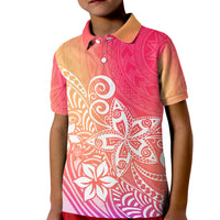 Polynesia Kid Polo Shirt Plumeria Pink Gradient Curves LT7 Kid Pink - Polynesian Pride