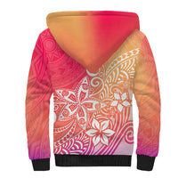 Polynesia Sherpa Hoodie Plumeria Pink Gradient Curves LT7 - Polynesian Pride