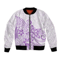 Polynesia Bomber Jacket Plumeria Lavender Curves LT7 Unisex Purple - Polynesian Pride