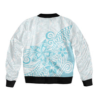 Polynesia Bomber Jacket Plumeria Turquoise Curves LT7 - Polynesian Pride