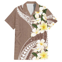 Aloha Hawaii Festive Family Matching Puletasi and Hawaiian Shirt Frangipani Lace Classic - Beige