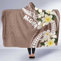 Aloha Hawaii Festive Hooded Blanket Frangipani Lace Classic - Beige
