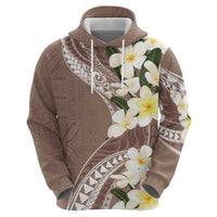 Aloha Hawaii Festive Zip Hoodie Frangipani Lace Classic - Beige