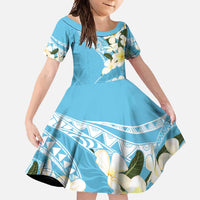 Aloha Hawaii Festive Family Matching Off Shoulder Maxi Dress and Hawaiian Shirt Frangipani Lace Classic - Turquoise