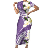 Aloha Hawaii Festive Family Matching Short Sleeve Bodycon Dress and Hawaiian Shirt Frangipani Lace Classic - Lavender