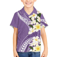 Aloha Hawaii Festive Kid Hawaiian Shirt Frangipani Lace Classic - Lavender LT7 Kid Lavender - Polynesian Pride