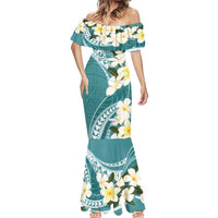Aloha Hawaii Festive Mermaid Dress Frangipani Lace Classic - Teal