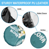 Aloha Hawaii Festive Spare Tire Cover Frangipani Lace Classic - Teal