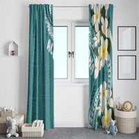 Aloha Hawaii Festive Window Curtain Frangipani Lace Classic - Teal