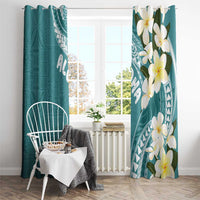 Aloha Hawaii Festive Window Curtain Frangipani Lace Classic - Teal