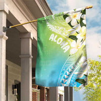 Aloha Hawaii Festive Garden Flag Frangipani Lace Classic - Summer Vibes LT7 House Flag Blue Green - Polynesian Pride