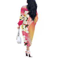 Aloha Hawaii Festive Off The Shoulder Long Sleeve Dress Frangipani Lace Classic - Spring Vibes