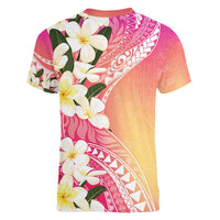Aloha Hawaii Festive Women V-Neck T-Shirt Frangipani Lace Classic - Spring Vibes LT7 - Polynesian Pride